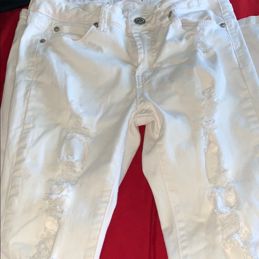 White Mid rise Holey Jeans